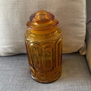 Vintage L.E  Smith amber glass jar/ canister.